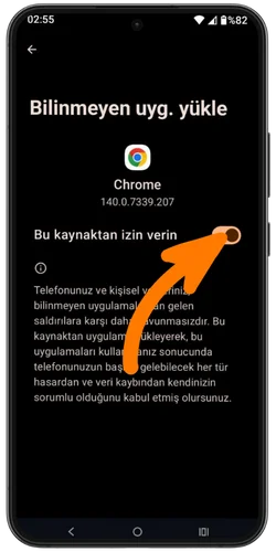 Adım 4: Bilinmeyen kaynaklardan yüklemeye izin verin