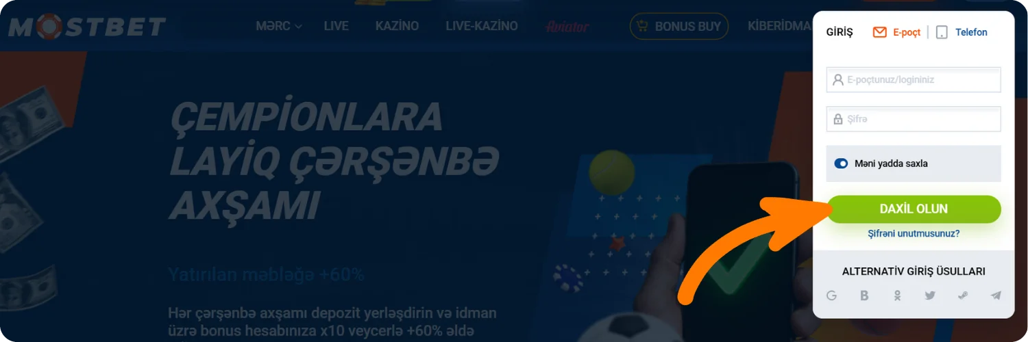 Hesabınıza daxil olun