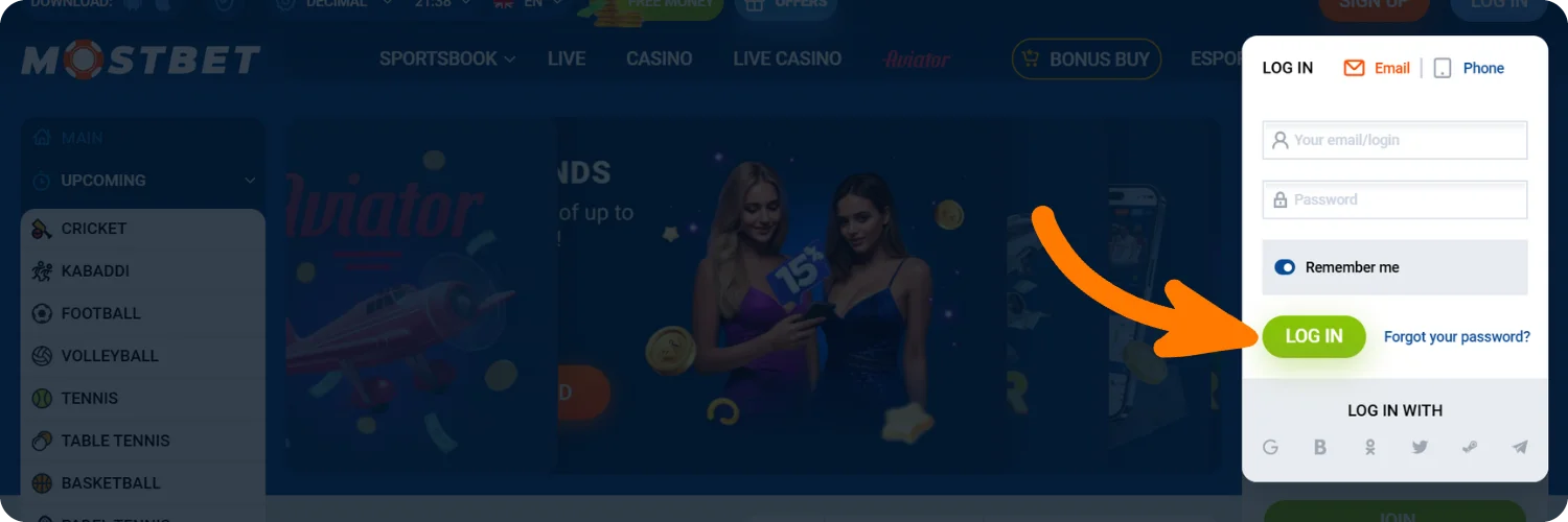 Log in to your account
