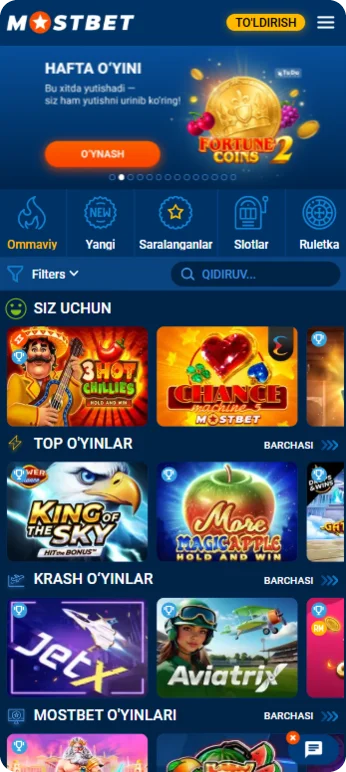 Mostbet app O'yinlar