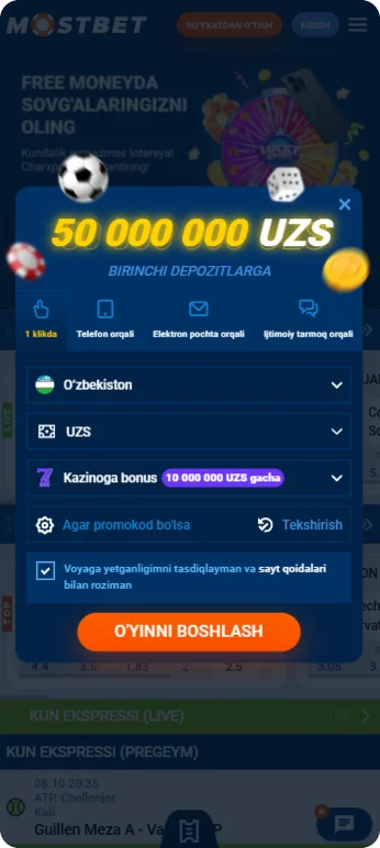 Mostbet app Ro‘yxatdan o‘tish