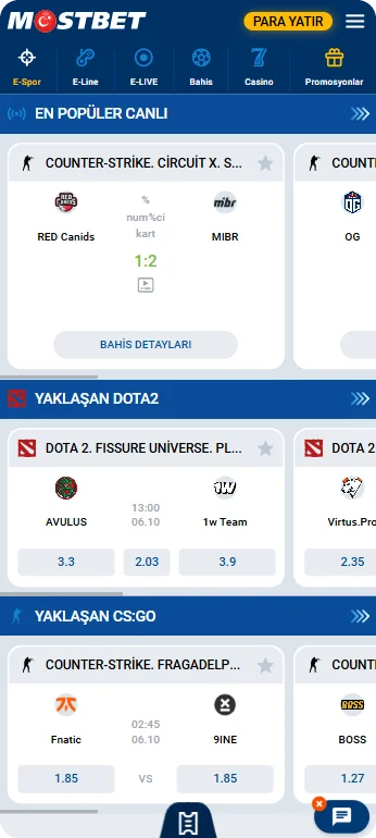 Mostbet app e-Spor