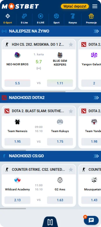 Mostbet app e-Sporty