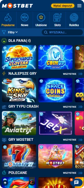 Mostbet app  gry kasynowe