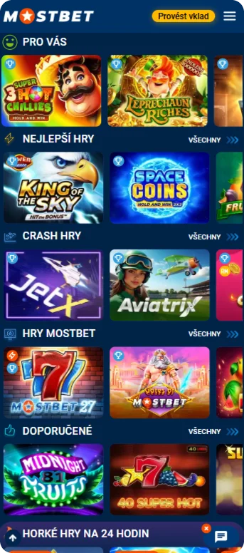 Mostbet app hry