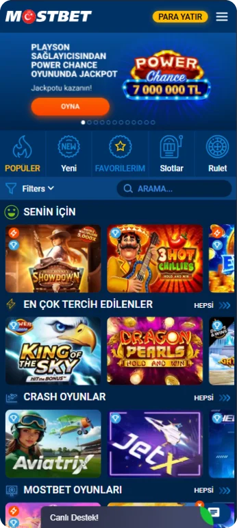 Mostbet app oyunlar